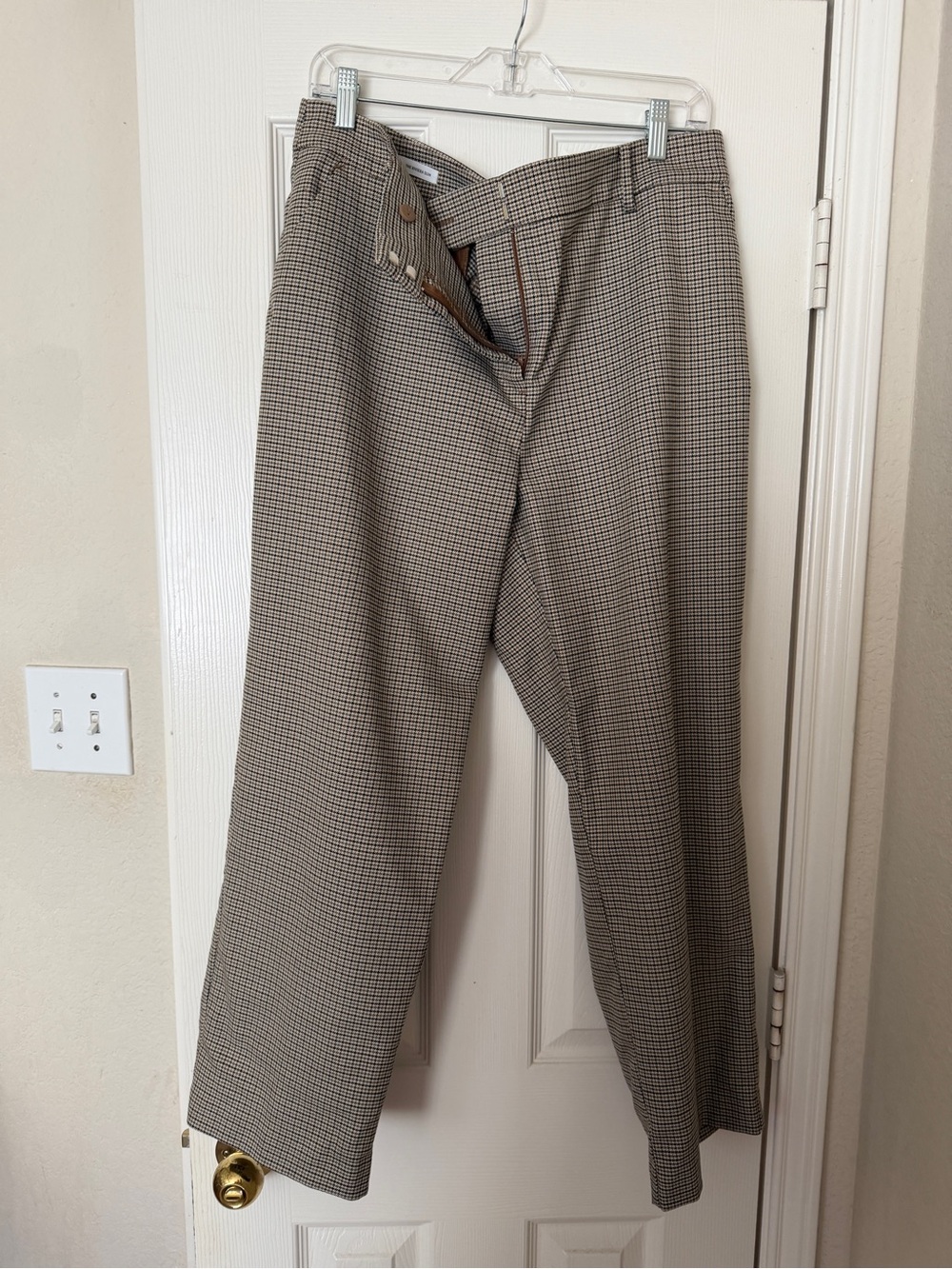 LOFT Women's Ankle Cropped Houndstooth Pants - Brown/Gray